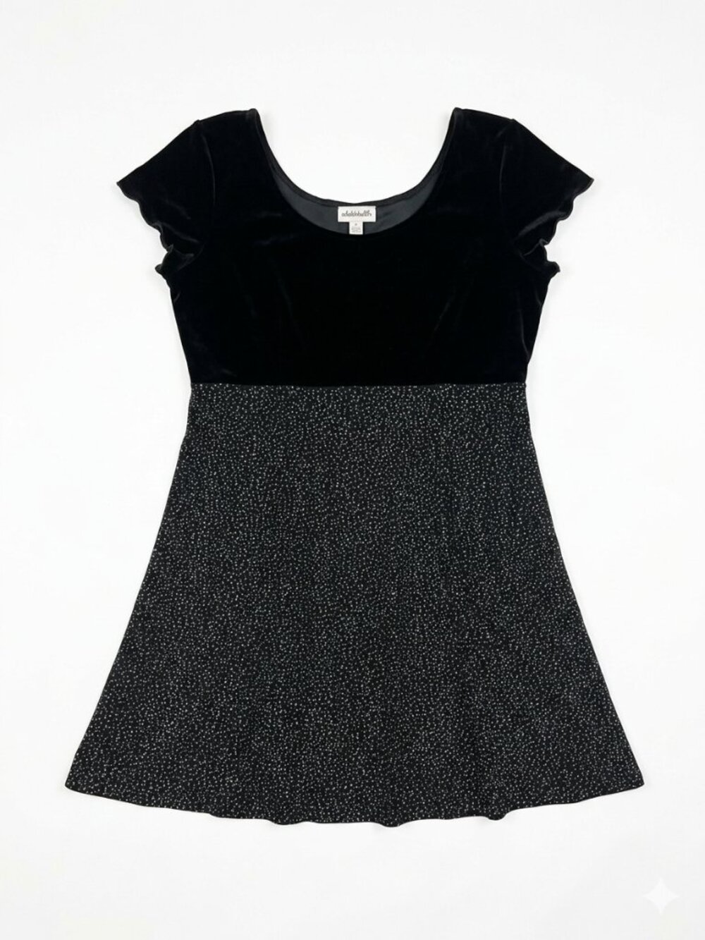 Vintage Citi Dress Velvet Glitter Dot Whimsigoth Empire Mini Dress 16